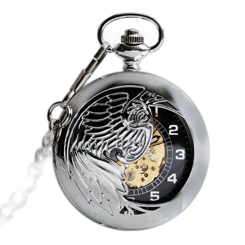 Reloj de bolsillo automático plateado elegante