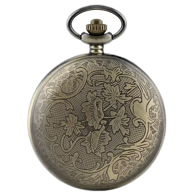 Reloj de bolsillo con collar de bronce y flores vintage