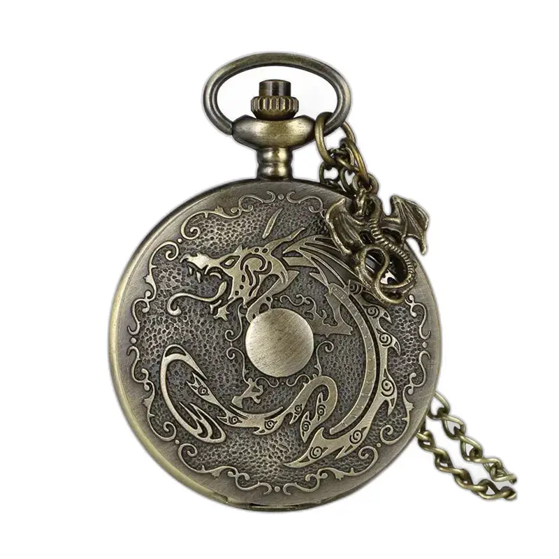 Reloj de bolsillo con collar estilo fantasía de bronce