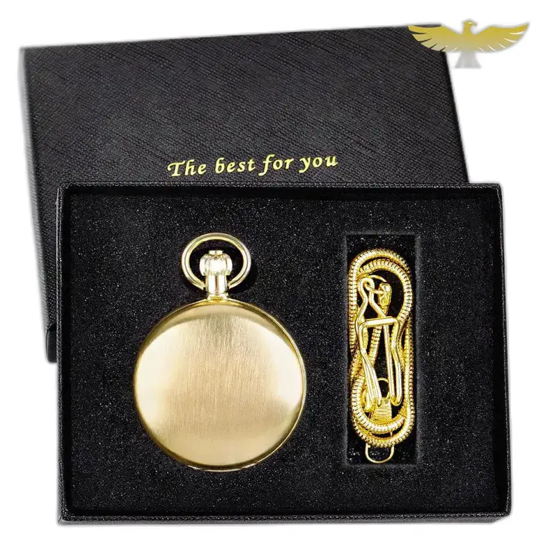 Reloj de bolsillo para hombre y mujer de lujo Double Chasseur con cadena en caja negra