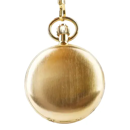 Reloj de bolsillo doble de lujo en oro, un accesorio elegante para hombre y mujer.