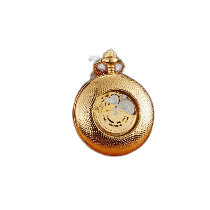 Reloj de bolsillo automático clásico de lujo en oro con elegante mecanismo mecánico