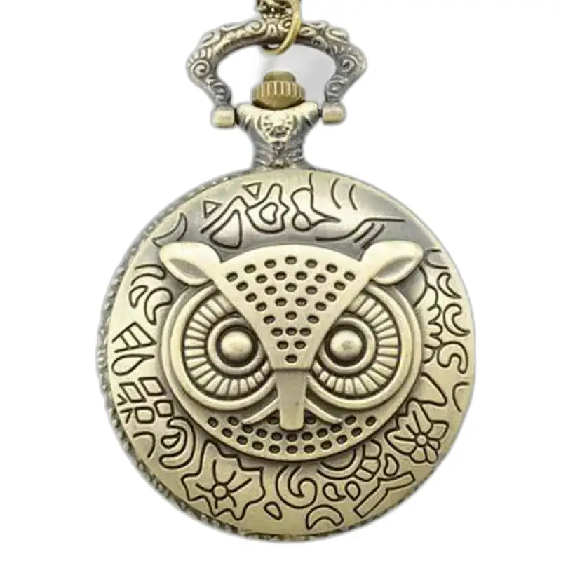 Reloj de bolsillo Maître Owl de bronce con un elegante y moderno motivo de búho