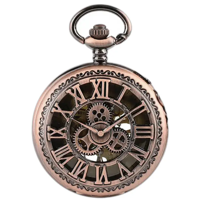 Reloj de bolsillo mecánico de cobre estilo Steampunk con diseño de bronce adornado