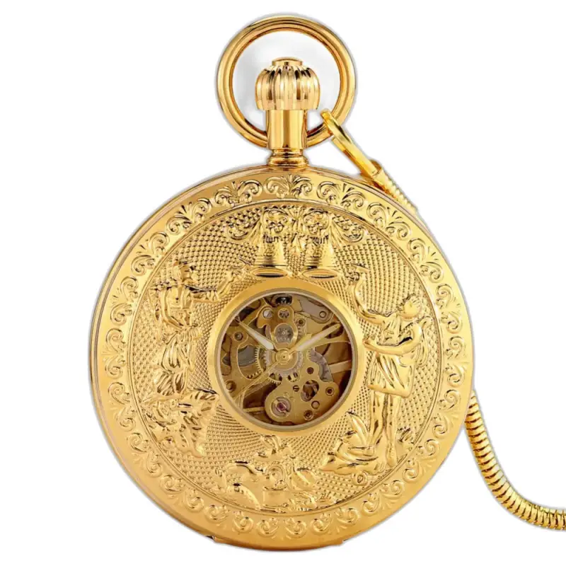 Reloj de bolsillo mecánico Golden Bell Luxe con un elegante diseño dorado