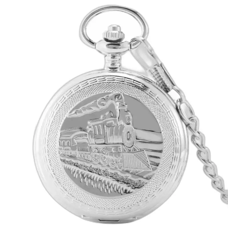 Reloj de bolsillo mecánico Regal Luxe Locomotive con bolsillo mecánico de locomotora plateado