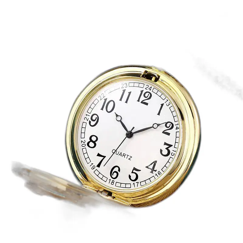 Reloj de Bolsillo Pez Azul con Perla Blanca y esfera blanca rodeada de oro