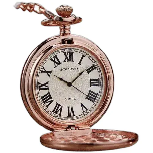 Reloj de bolsillo Hunter Rose Gold de cuarzo con un elegante diseño en oro rosa