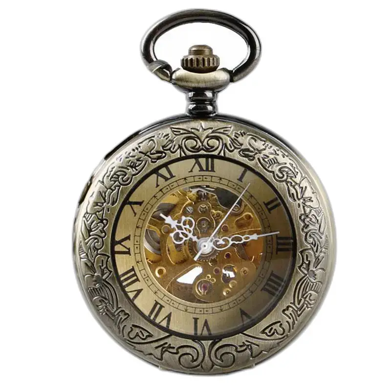 Reloj de bolsillo romano mecánico de lujo con un diseño antiguo y ornamentado