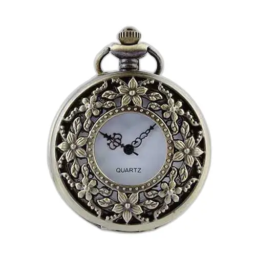 Reloj vintage con collar de flores de bronce para mujer con elegante decoración floral de bronce