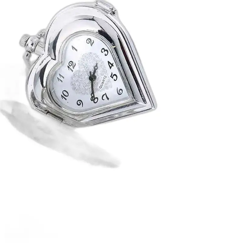 Reloj con collar con foto de corazón en plata de lujo con diseño de reloj con colgante de corazón