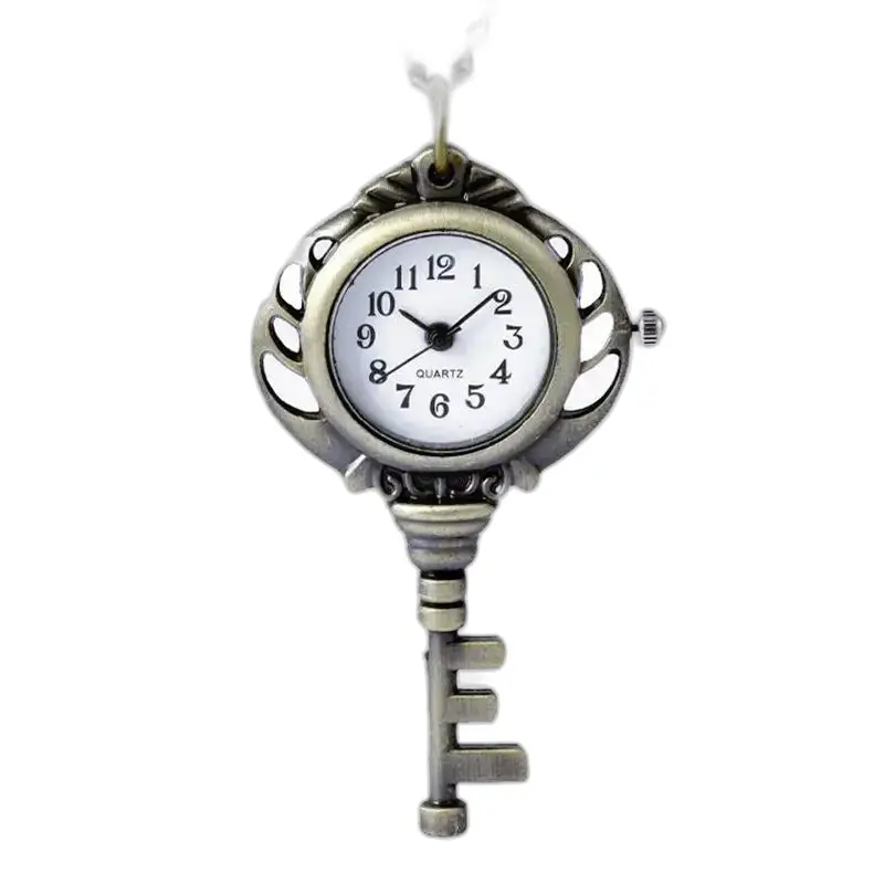 Reloj con colgante de acero inoxidable y colgante con llave