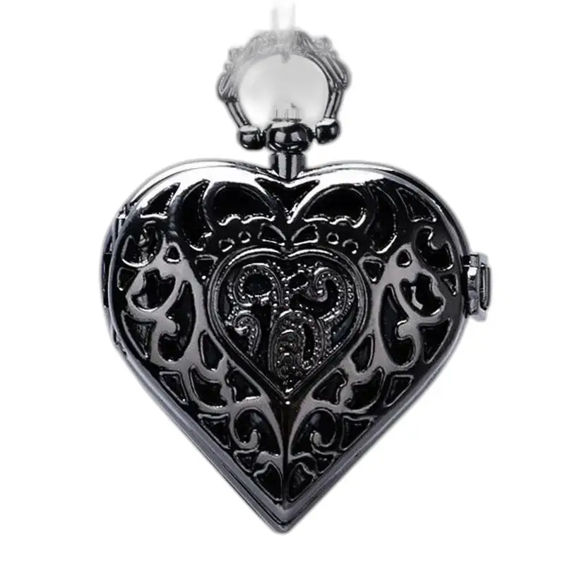 Colgante de corazón plateado negro del colgante Watch Necklace para una apariencia elegante