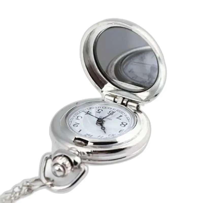 Reloj Collar con Colgante de Flores de Colores en Acero Inoxidable con Espejo Plateado