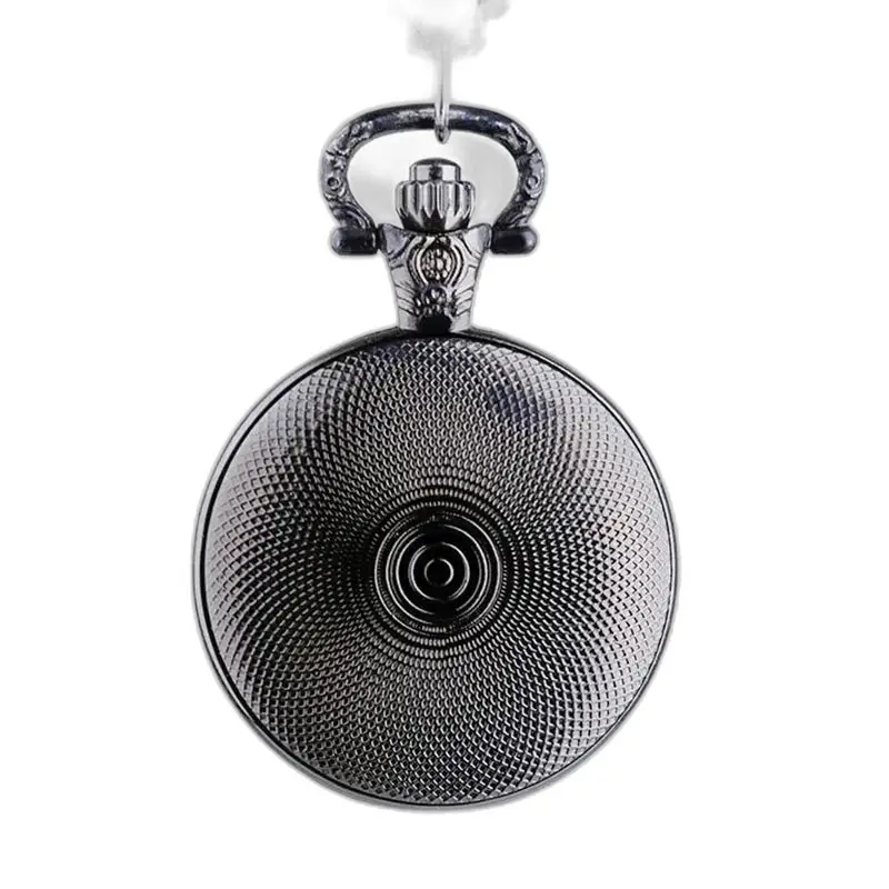 Reloj de collar personalizado para hombres y mujeres, elegante reloj de bolsillo de metal negro