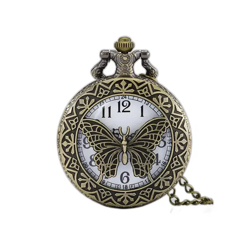 Reloj con collar de cuarzo y mariposas vintage para mujer con elegante patrón de mariposas