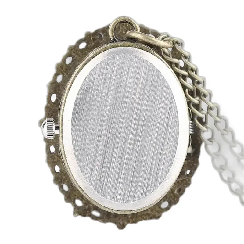 Reloj de collar romántico para hombre y mujer con colgante ovalado vintage