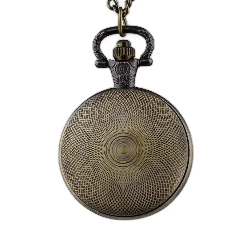 Reloj de bolsillo de bronce vintage con collar Steampunk de plata y diseño elegante
