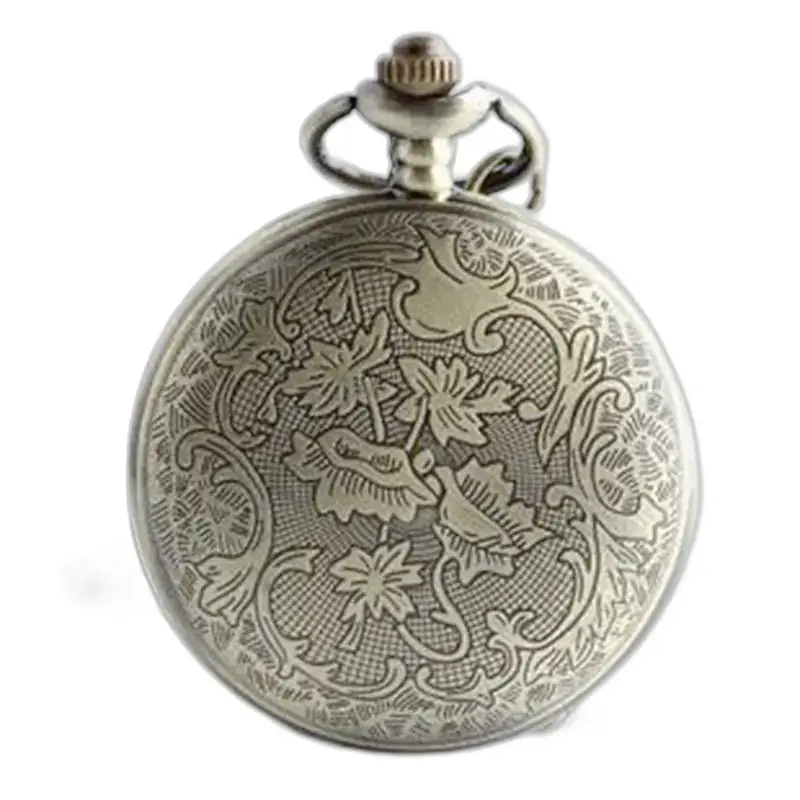 Reloj Collier vintage plateado adornado con elegantes detalles florales.