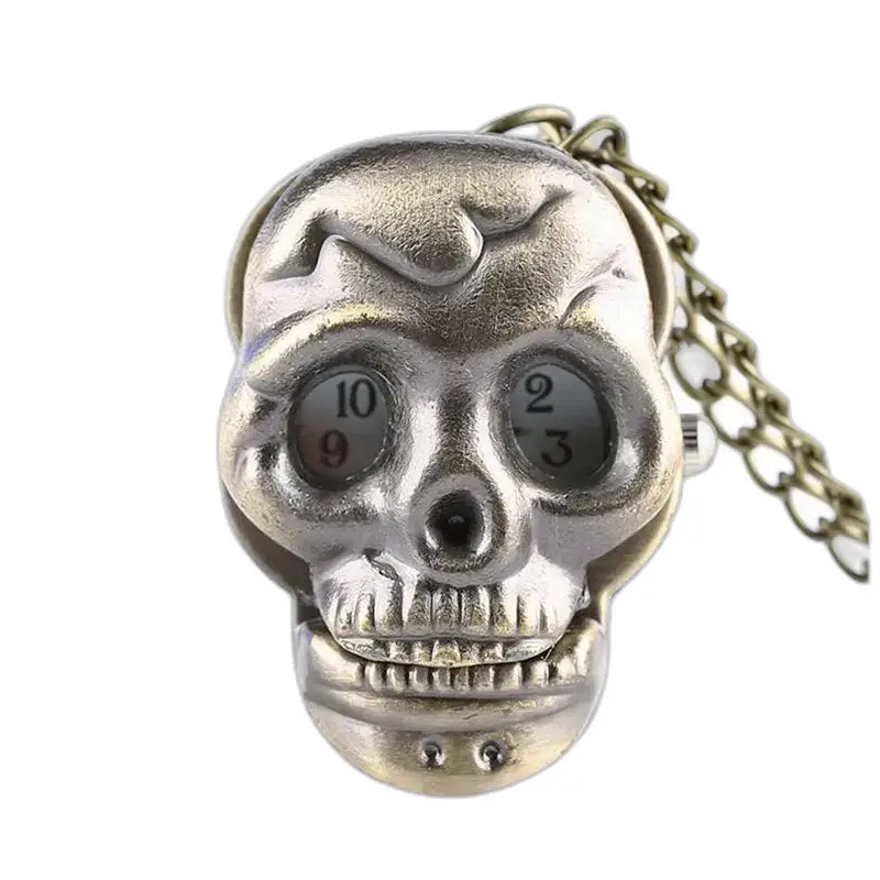 Reloj con collar de calavera gótica vintage con cadena para hombres y mujeres