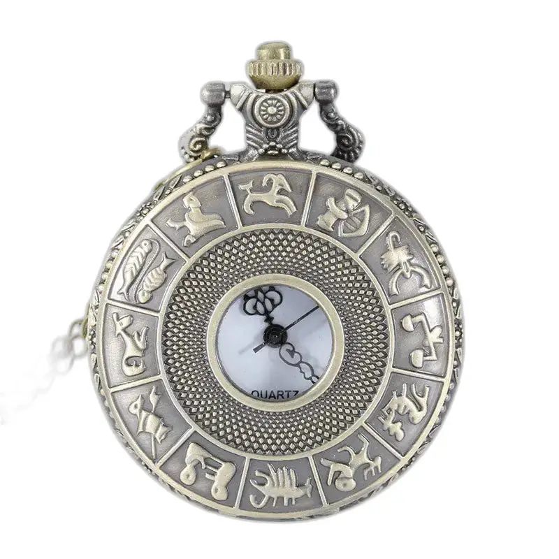 Reloj con collar de cuarzo del zodiaco chino vintage con diseño astrológico único