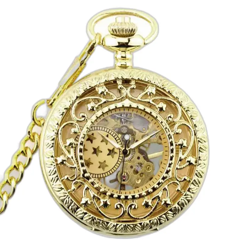 Reloj de bolsillo de lujo Gold Lolite Gusset, elegante reloj de oro adornado