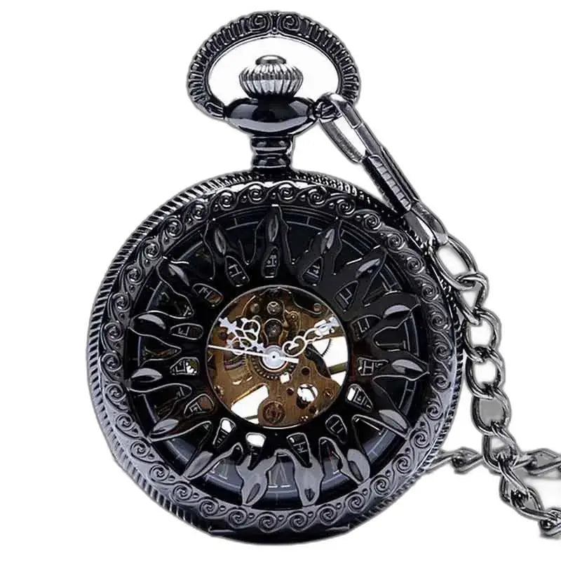 Reloj de bolsillo Steampunk de titanio con un elegante diseño en color negro