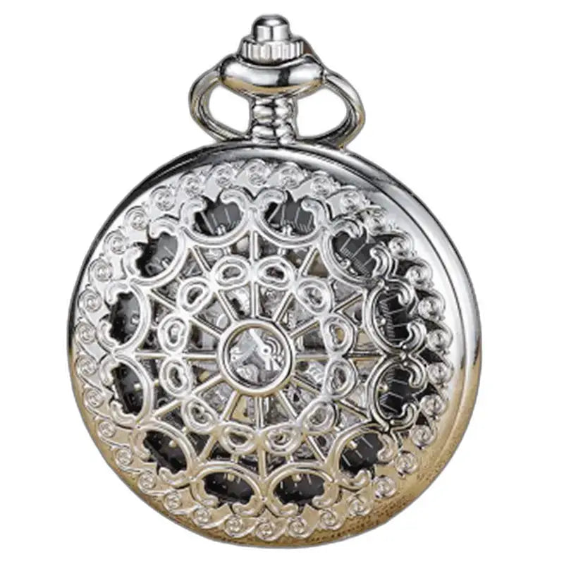 Reloj de bolsillo Hunter completo en filigrana plateada con cuerda manual y movimiento mecánico