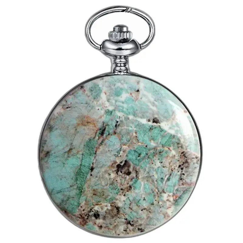 Reloj de bolsillo mecánico de lujo Bluemarble con elegante patrón turquesa