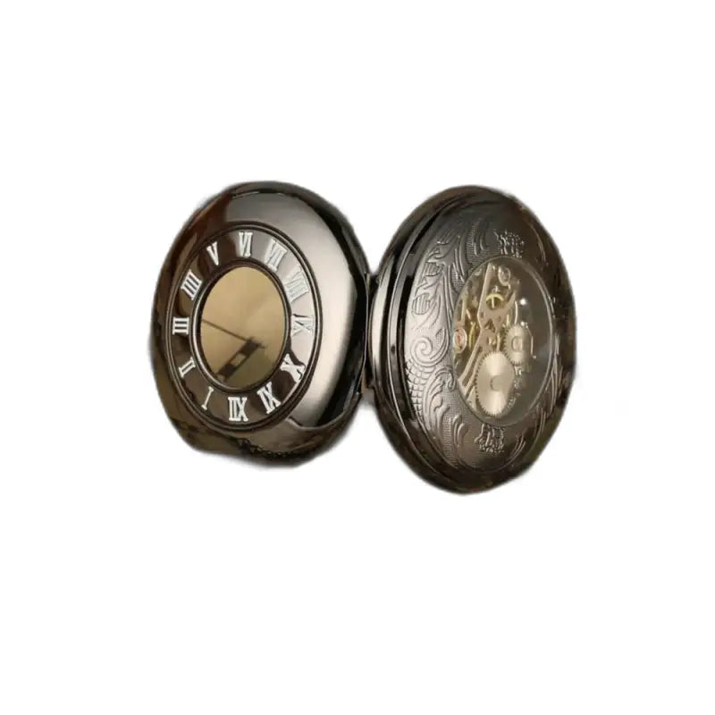 Etherealsky Reloj de bolsillo mecánico moderno para hombre con esfera negra abierta