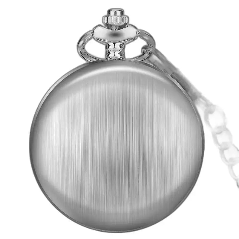 Reloj de Bolsillo Mecánico Liso con Números Romanos y Cadena de Plata