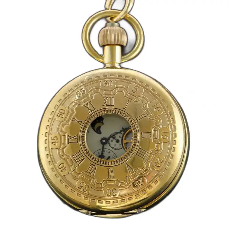 Reloj de bolsillo Moonlight Luxury para hombre con números romanos dorados