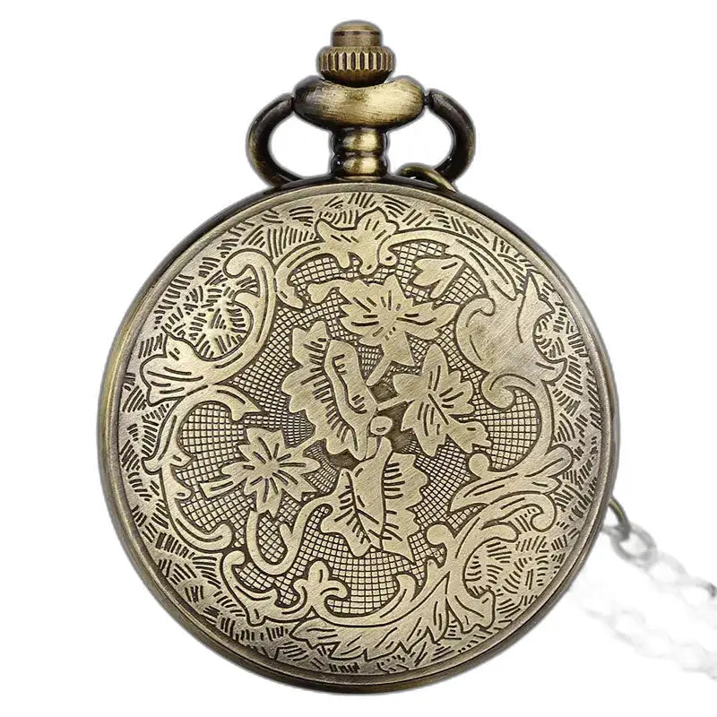 Reloj de bolsillo con collar de bronce Mandala vintage con una elegante esfera de bronce adornada