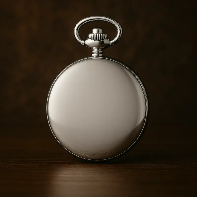 Reloj de bolsillo mecánico plateado de lujo con espejo liso, elegante reloj de bolsillo plateado
