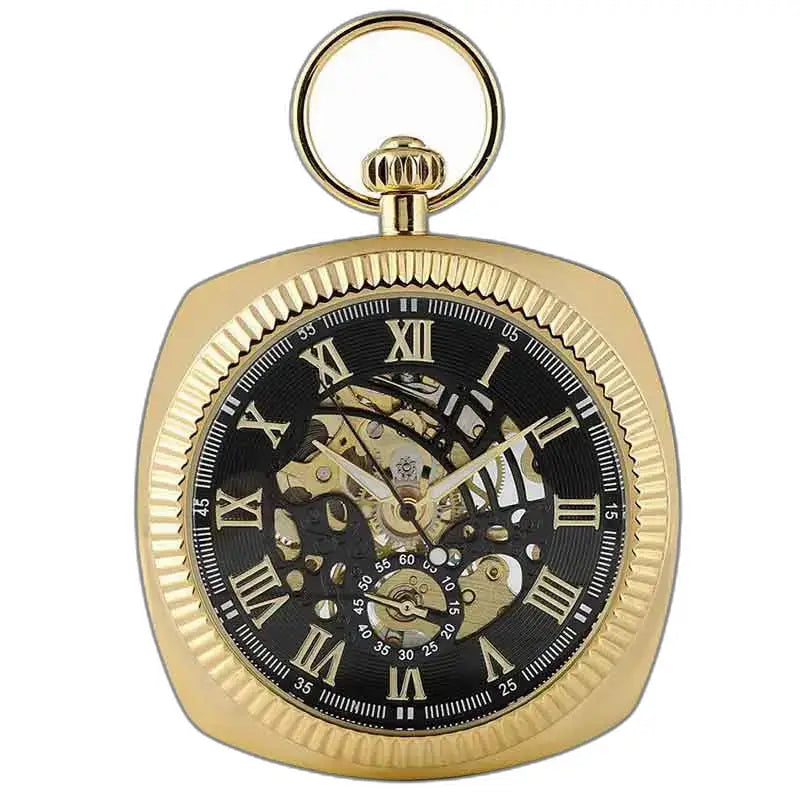 Reloj de Bolsillo Mecánico de Lujo para Hombre en oro con números romanos