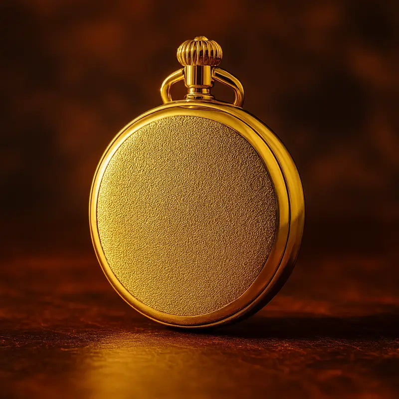 Reloj de bolsillo de lujo con fase lunar en bronce plateado y elegante esfera dorada