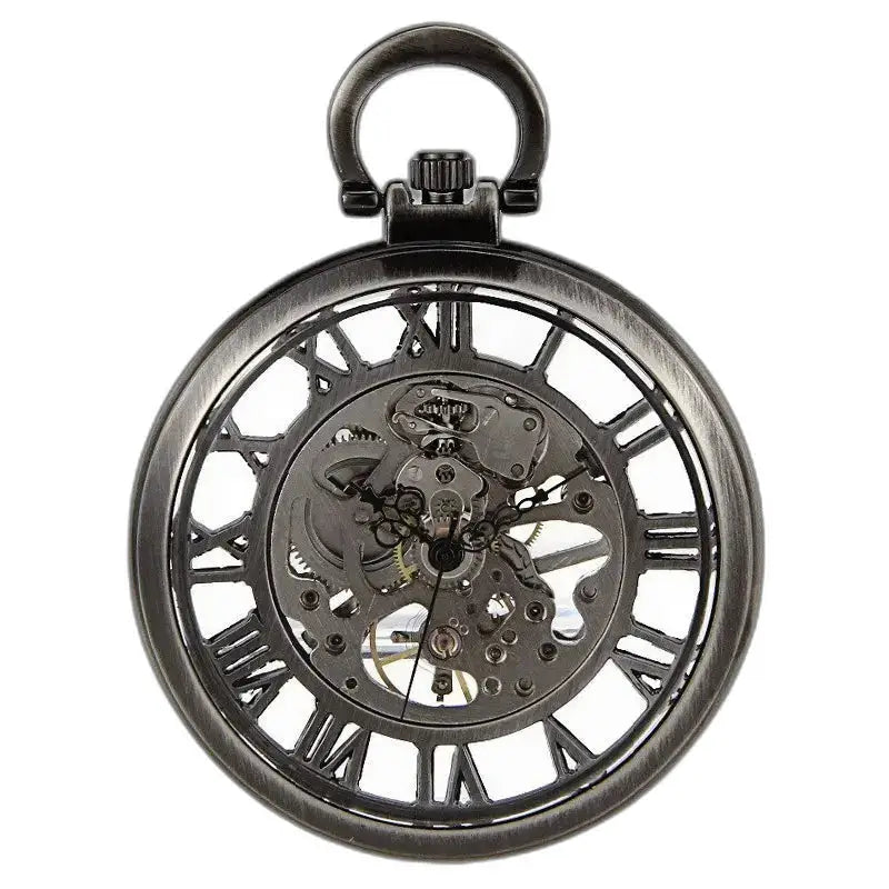 Reloj de bolsillo automático esqueleto para hombre y mujer con elegantes números romanos