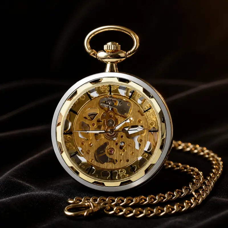 Reloj de bolsillo mecánico esqueleto para hombre