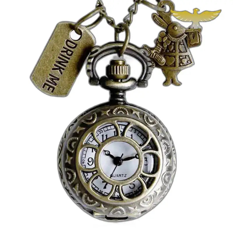 Reloj de bolsillo colgante para mujer con cadena de medallones y dije vintage