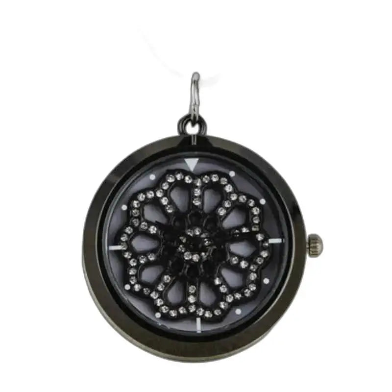 Reloj colgante elegante Black Rose para mujer con esfera de piedras preciosas