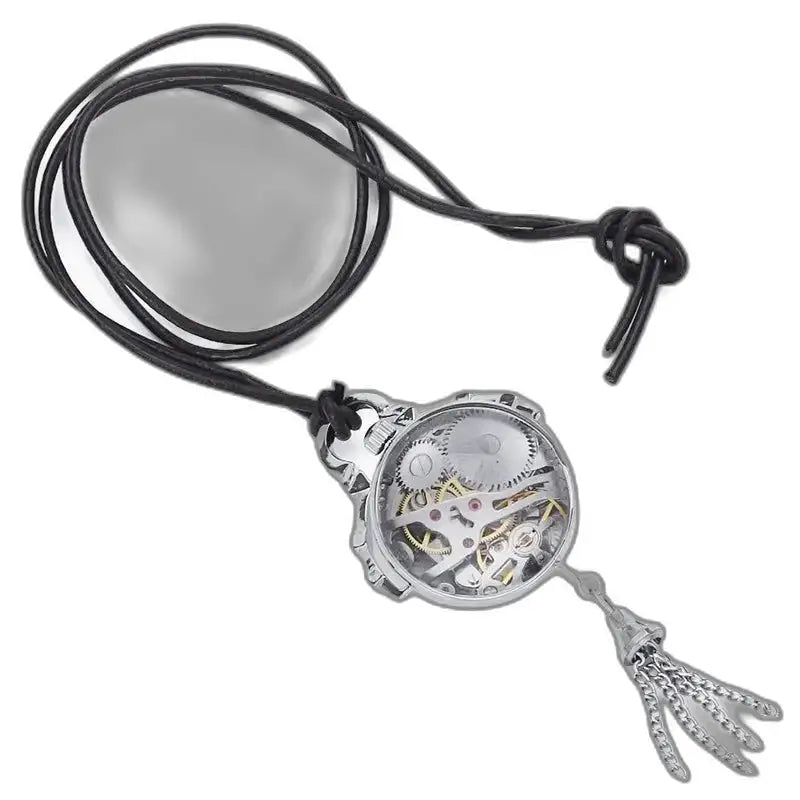 Reloj colgante mecánico de bronce plateado vintage para mujer con elegante diseño de esqueleto