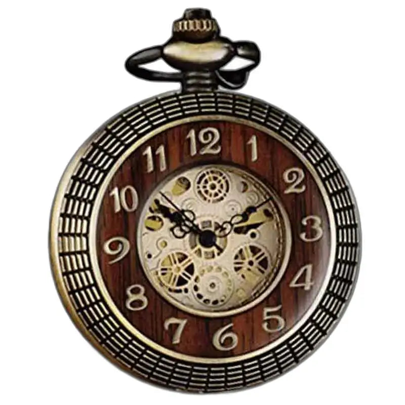 Merbeau Reloj de bolsillo automático de madera con movimiento visible y estilo vintage