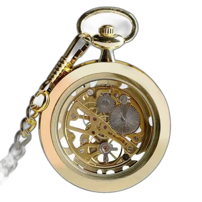 Reloj de Bolsillo de Lujo Corazón Dorado con mecanismo automático y diseño elegante