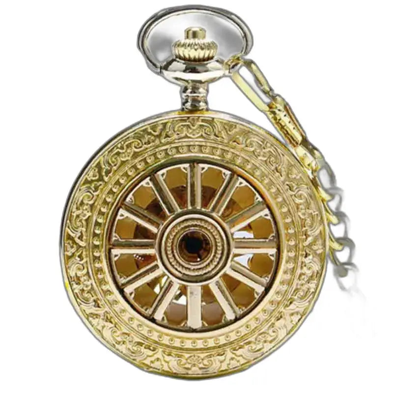 Reloj de bolsillo de lujo con granate dorado y detalles dorados ornamentados
