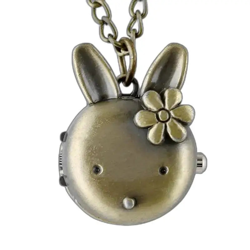 Reloj de collar largo Conejo de bronce vintage con diseño único para un estilo elegante
