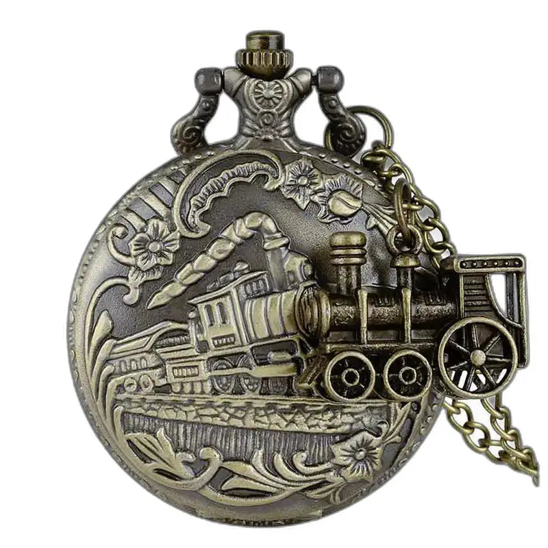 Collar de reloj Steampunk con medallón antiguo, reloj steampunk con temática ferroviaria