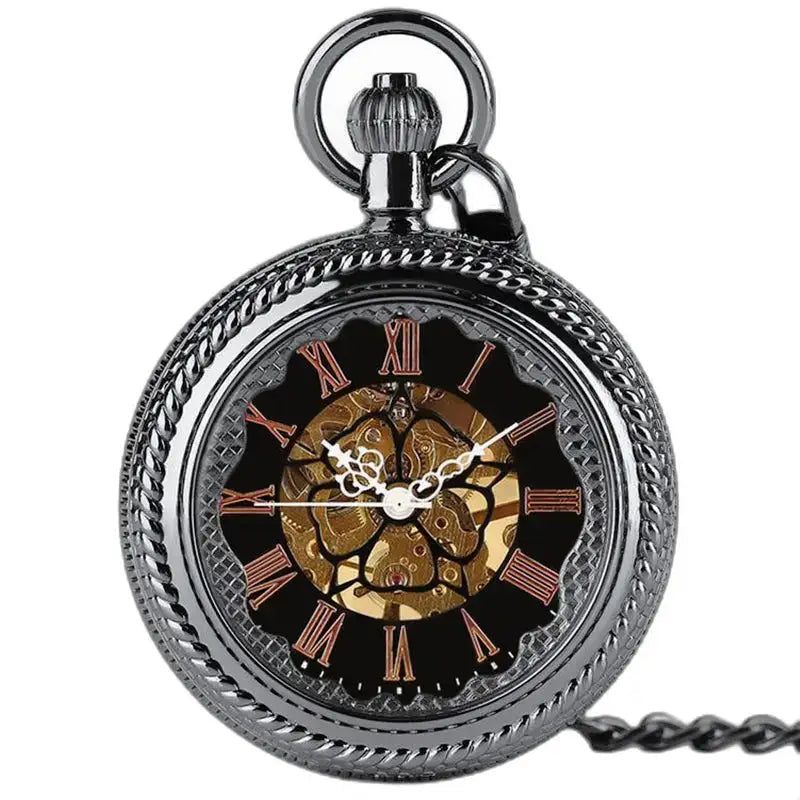 Reloj Steampunk Fob elegante pantalla analógica con intrincado diseño plateado