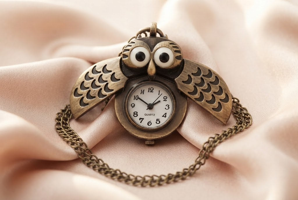 Montre à Gousset Mécanique Hibou Pendentif - Bronze ciselé en forme de hibou